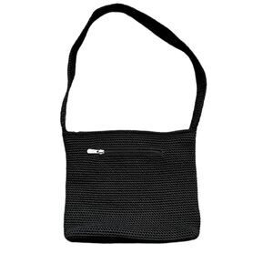 The Sak Original Crochet Knit Black Purse Shoulder Bag Medium Handbag
